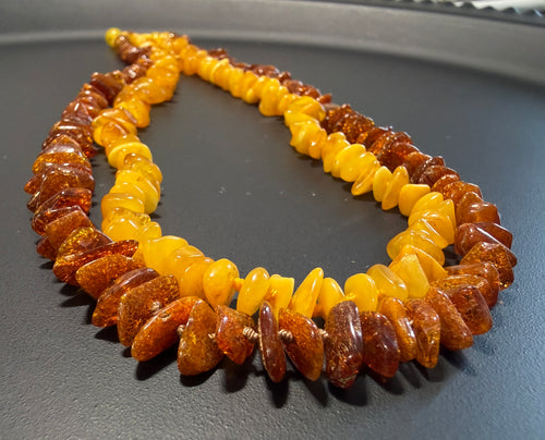 Amber necklace, Baltic amber, various colors, 44 cm