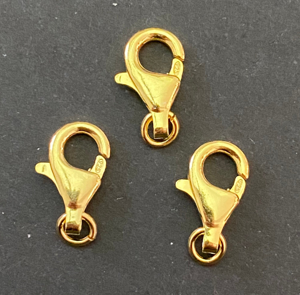 Lobster clasp, gold-plated 925 sterling silver, open jump ring, 8 / 11 / 13 / 16 mm | Made in Italy