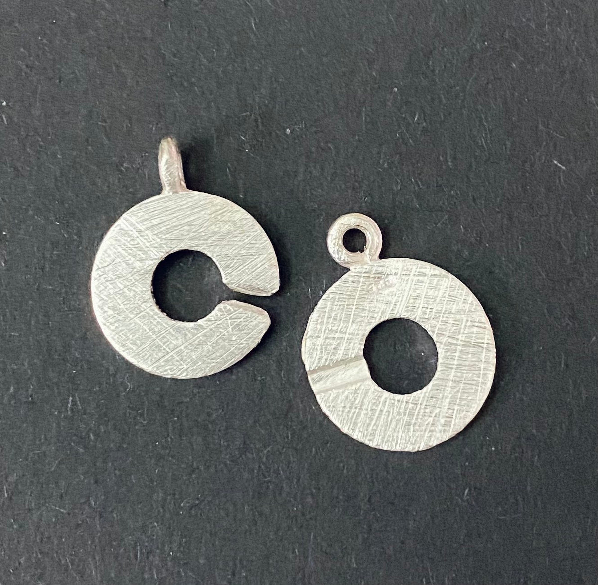 Ring-Ring-Verschluss 925-Silber, gebürstet, 12 mm / 15 mm