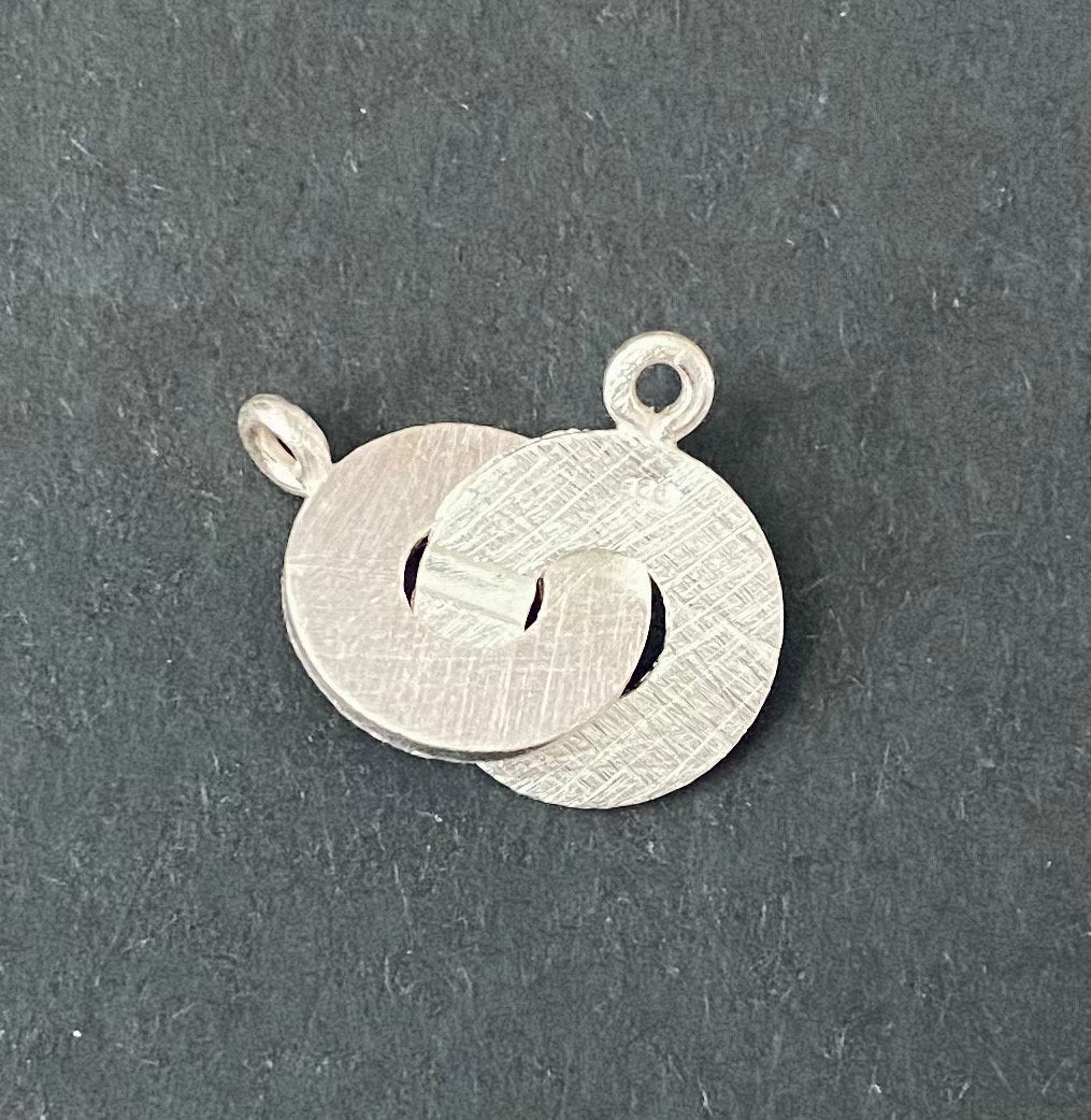 Ring-Ring-Verschluss 925-Silber, gebürstet, 12 mm / 15 mm