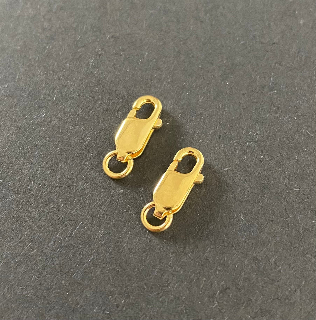 Lobster clasp, gold-plated 925 sterling silver, elongated, open jump ring, 11 × 5.5 mm | C53