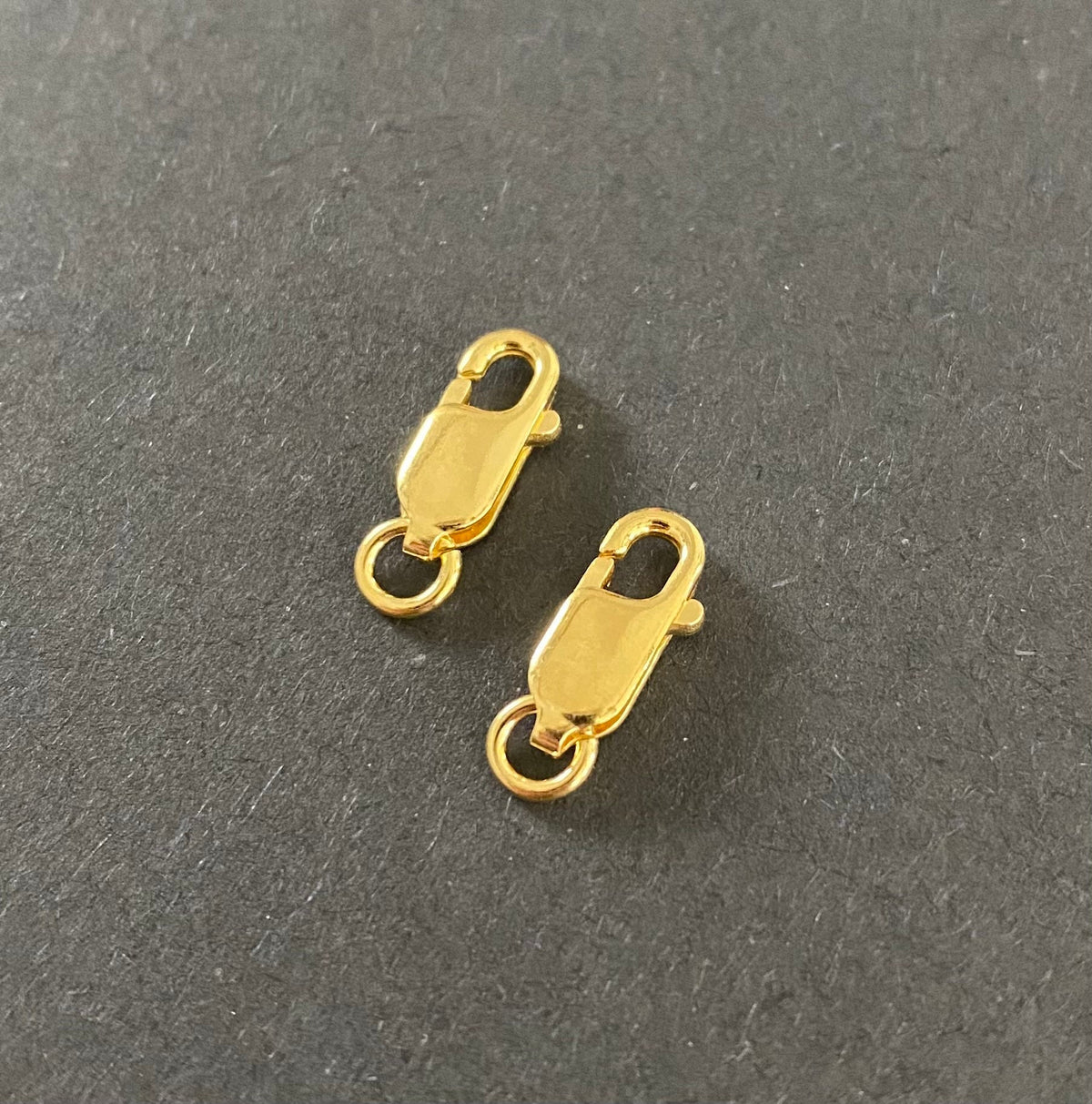 Lobster clasp, gold-plated 925 sterling silver, elongated, open jump ring, 11 × 5.5 mm | C53