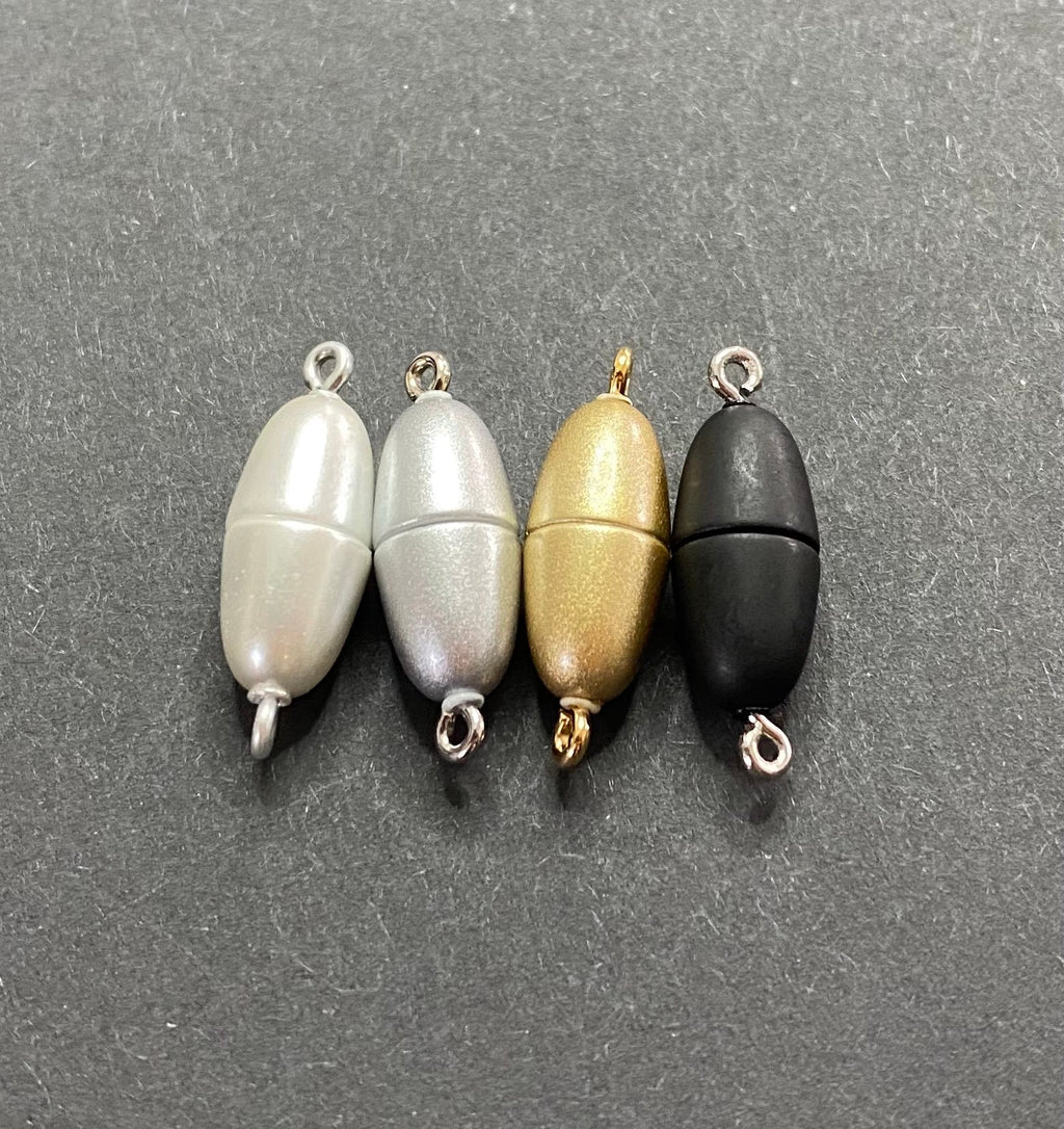Magnet Verschluss, olivenförmig, 25 mm | weiß / schwarz / gold / silber matt | Made in Germany