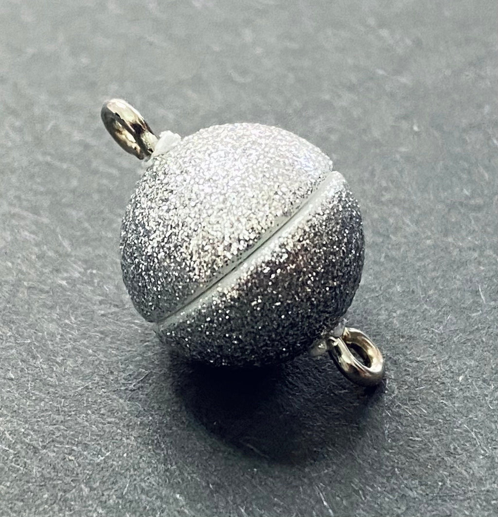 Magnet Verschluss, kugelförmig, silber Glitzer, 8 / 10 / 12 mm | Made in Germany
