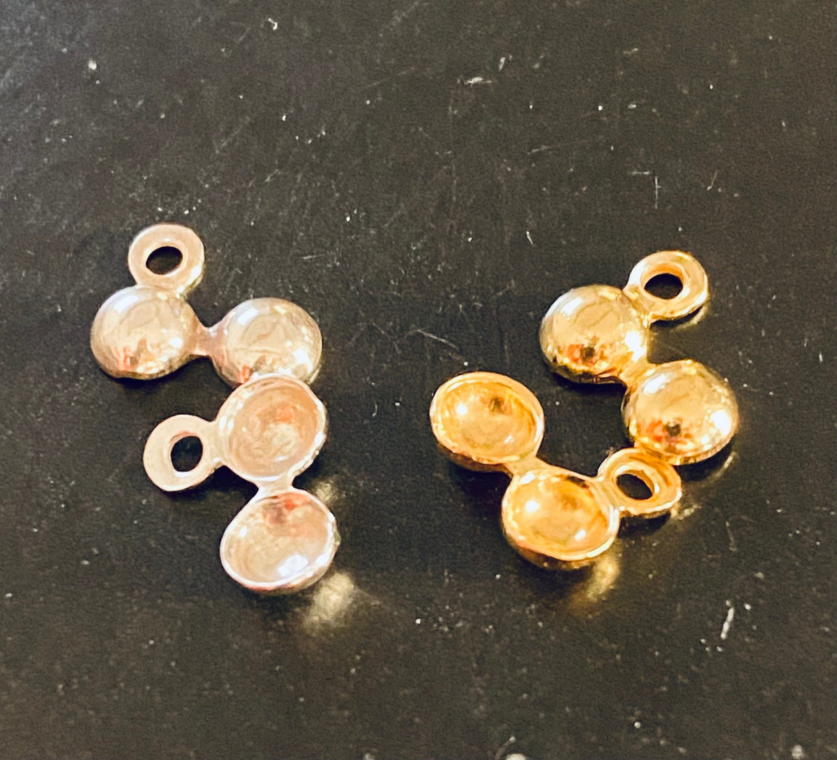 Klappkapseln mit Halbloch 925-Silber & vergoldet, 4 mm, Made in Italy