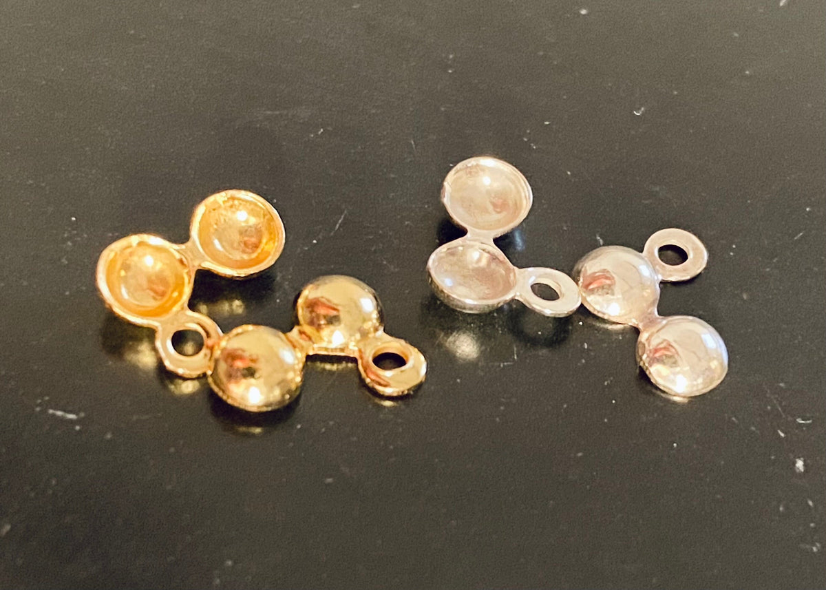 Klappkapseln mit Halbloch 925-Silber & vergoldet, 4 mm, Made in Italy