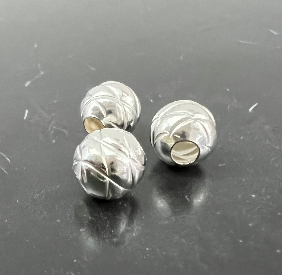 Kugel, 925-Silber, strukturiert, 6 mm | D59