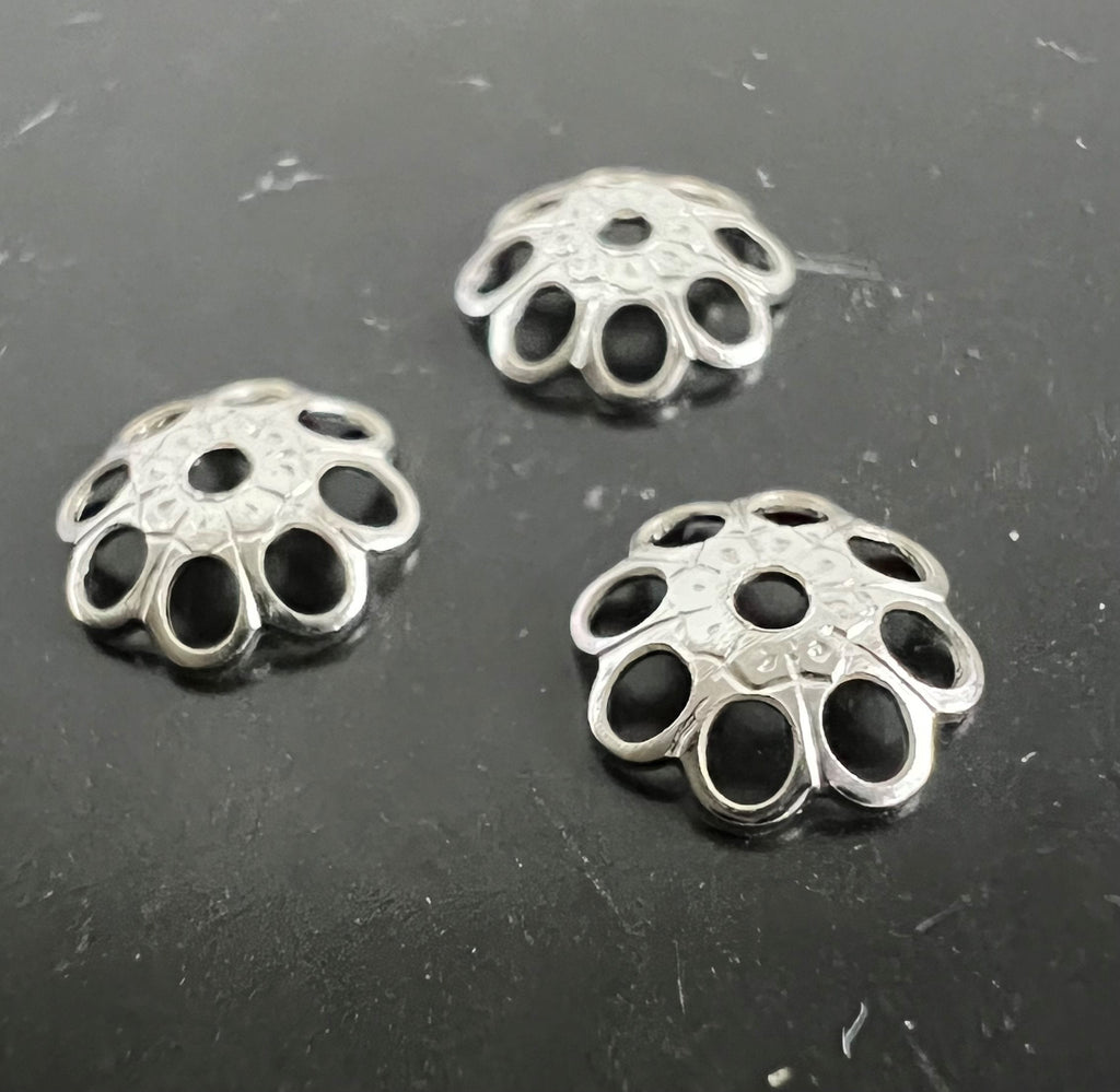 Filigrane Perlen Endkappen aus 925-Silber, 7 mm