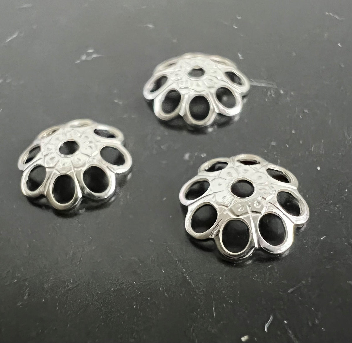 Filigrane Perlen Endkappen aus 925-Silber, 7 mm