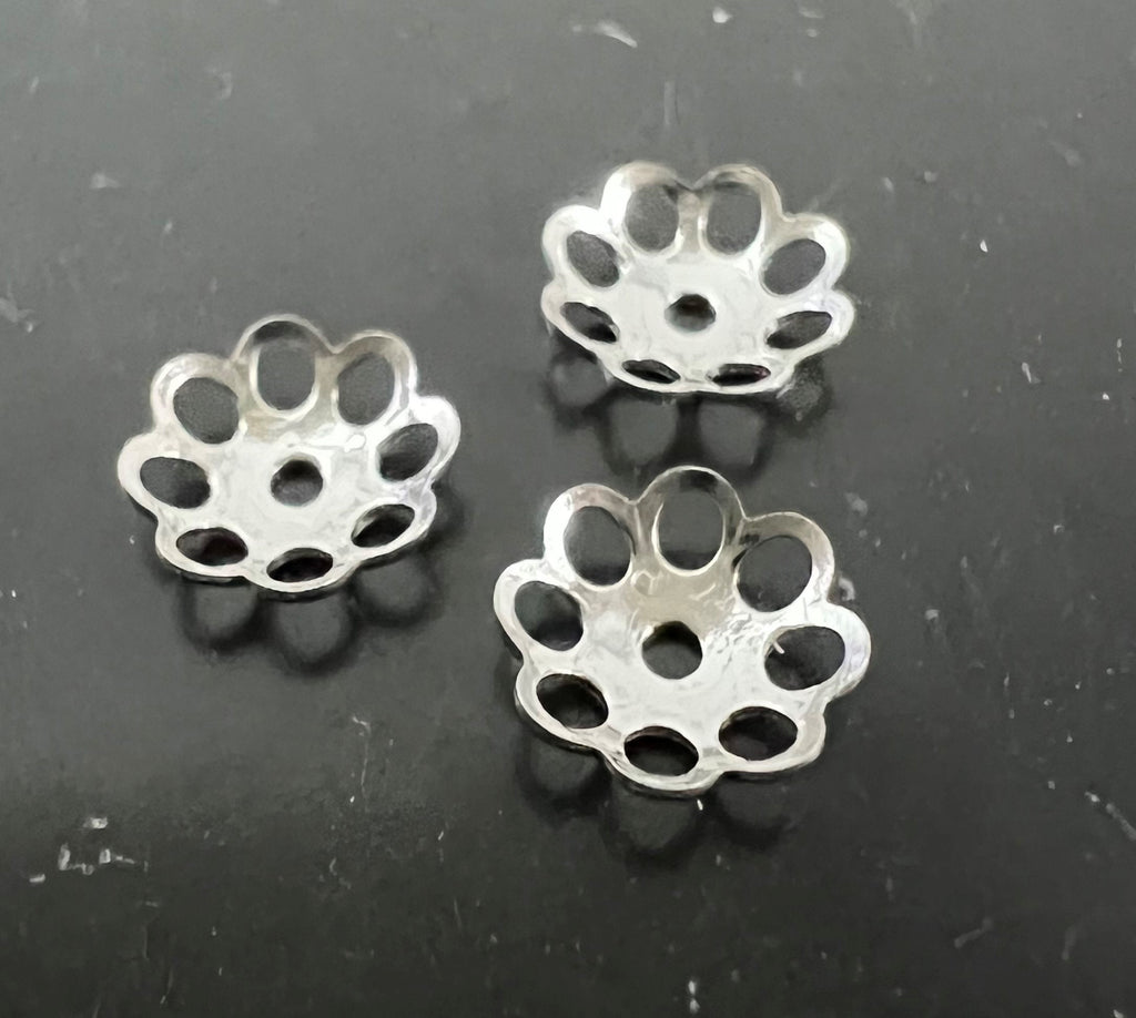Filigrane Perlen Endkappen aus 925-Silber, 7 mm