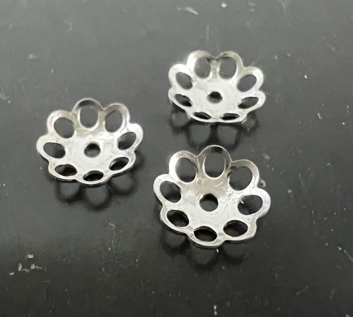 Filigrane Perlen Endkappen aus 925-Silber, 7 mm