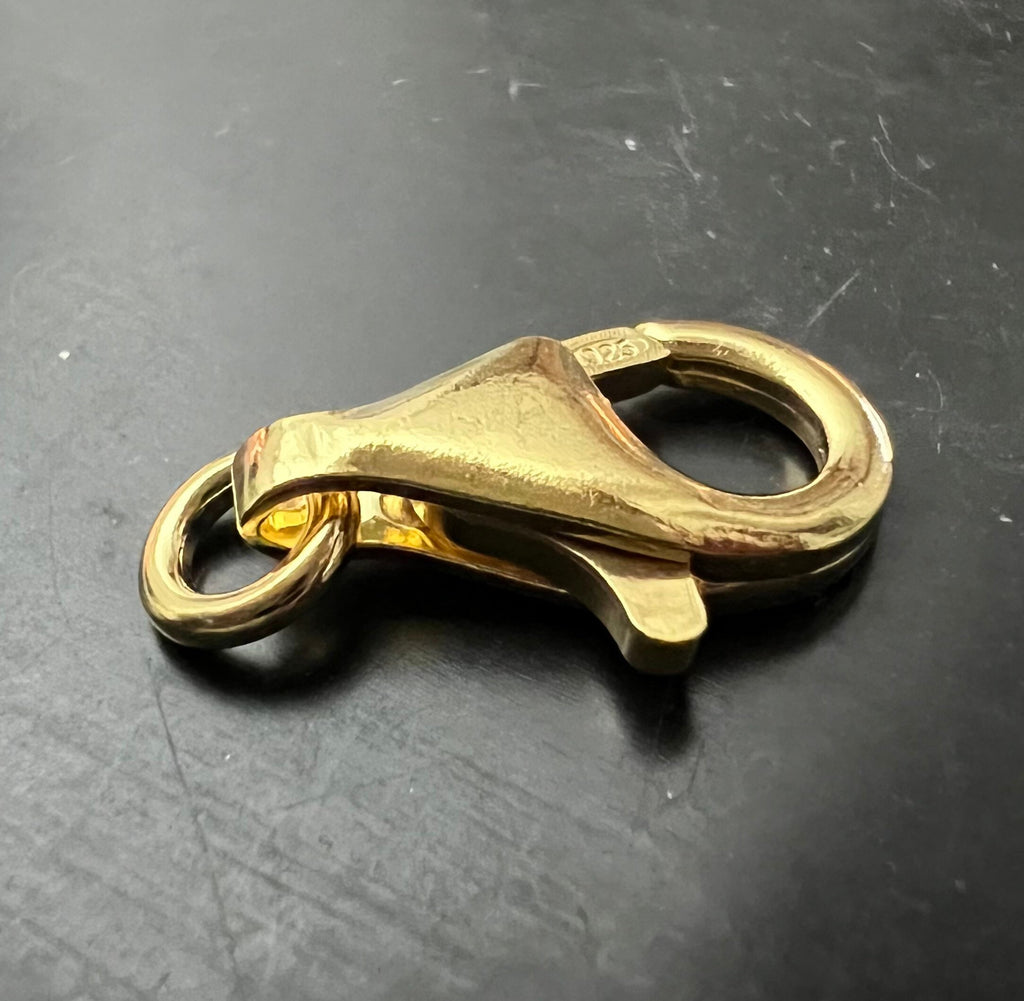 Lobster clasp, gold-plated 925 sterling silver, open jump ring, 8 / 11 / 13 / 16 mm | Made in Italy