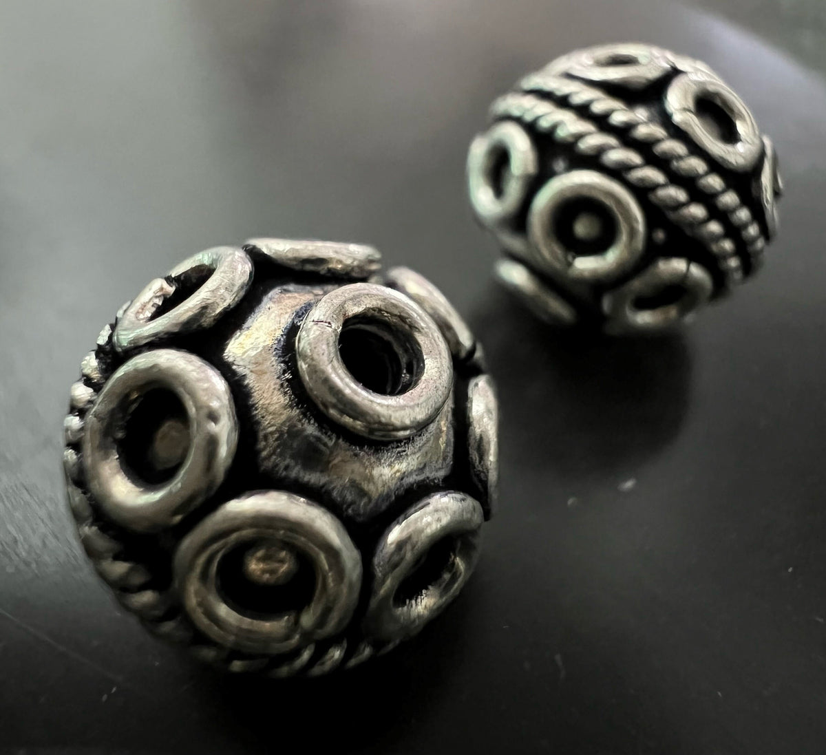 Kupfer Kugel, versilbert, geschwärzt, 13 mm | E16