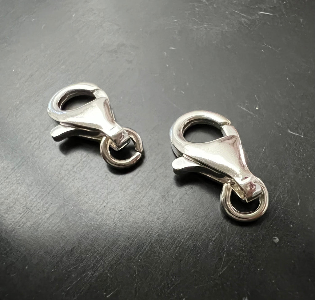 Karabiner Verschluss 925-Silber, offene Öse, 11 / 13 / 16 mm | Made in Italy