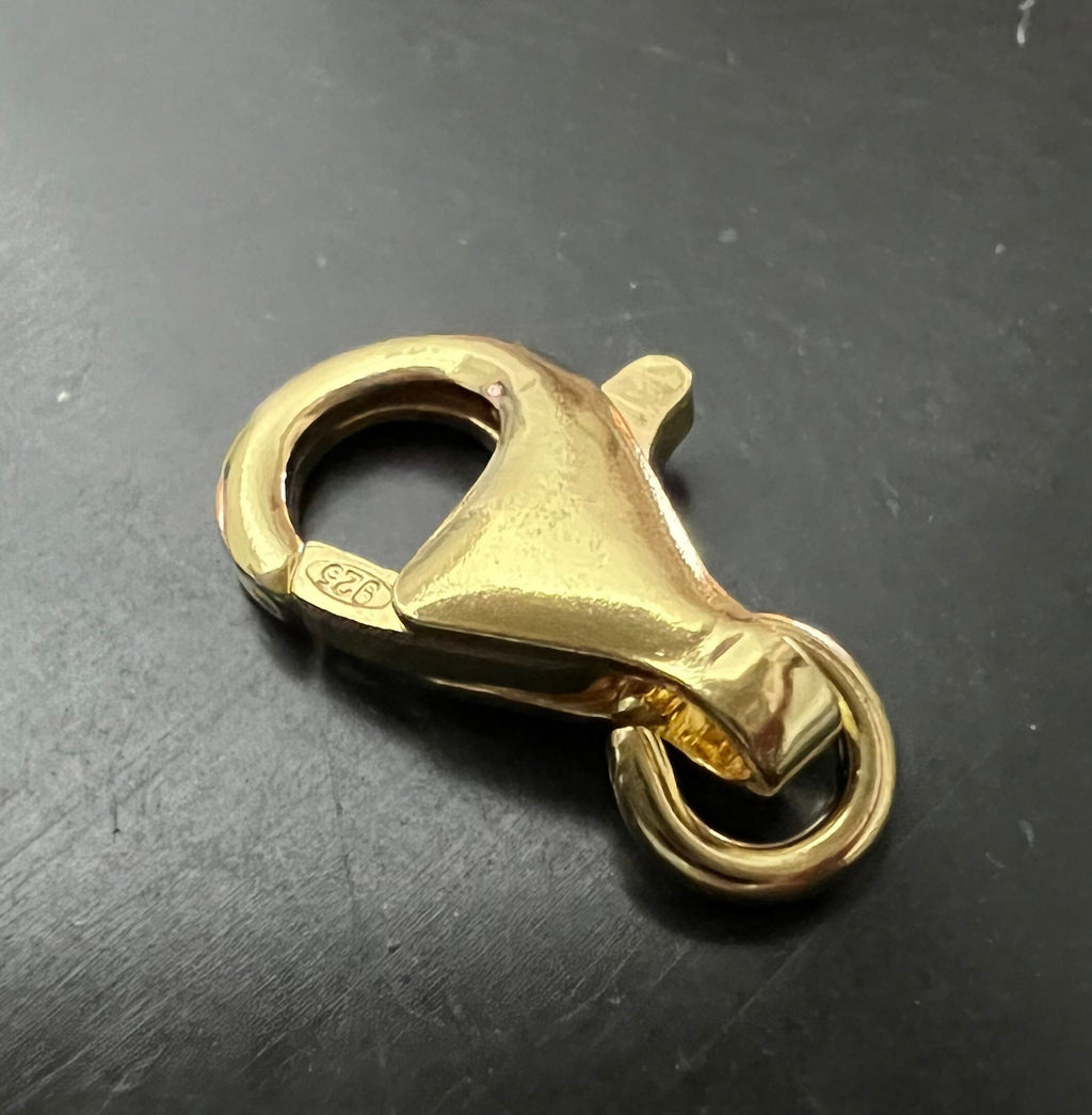 Lobster clasp, gold-plated 925 sterling silver, open jump ring, 8 / 11 / 13 / 16 mm | Made in Italy