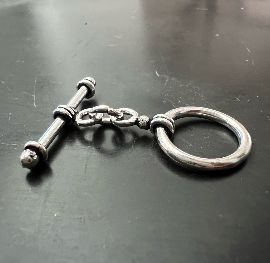 Knebel Verschluss Kupfer versilbert, geschwärzt, Ø 14,5 mm | E5