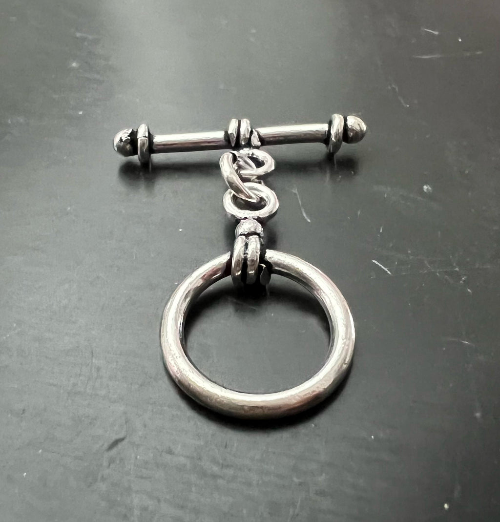 Knebel Verschluss Kupfer versilbert, geschwärzt, Ø 14,5 mm | E5