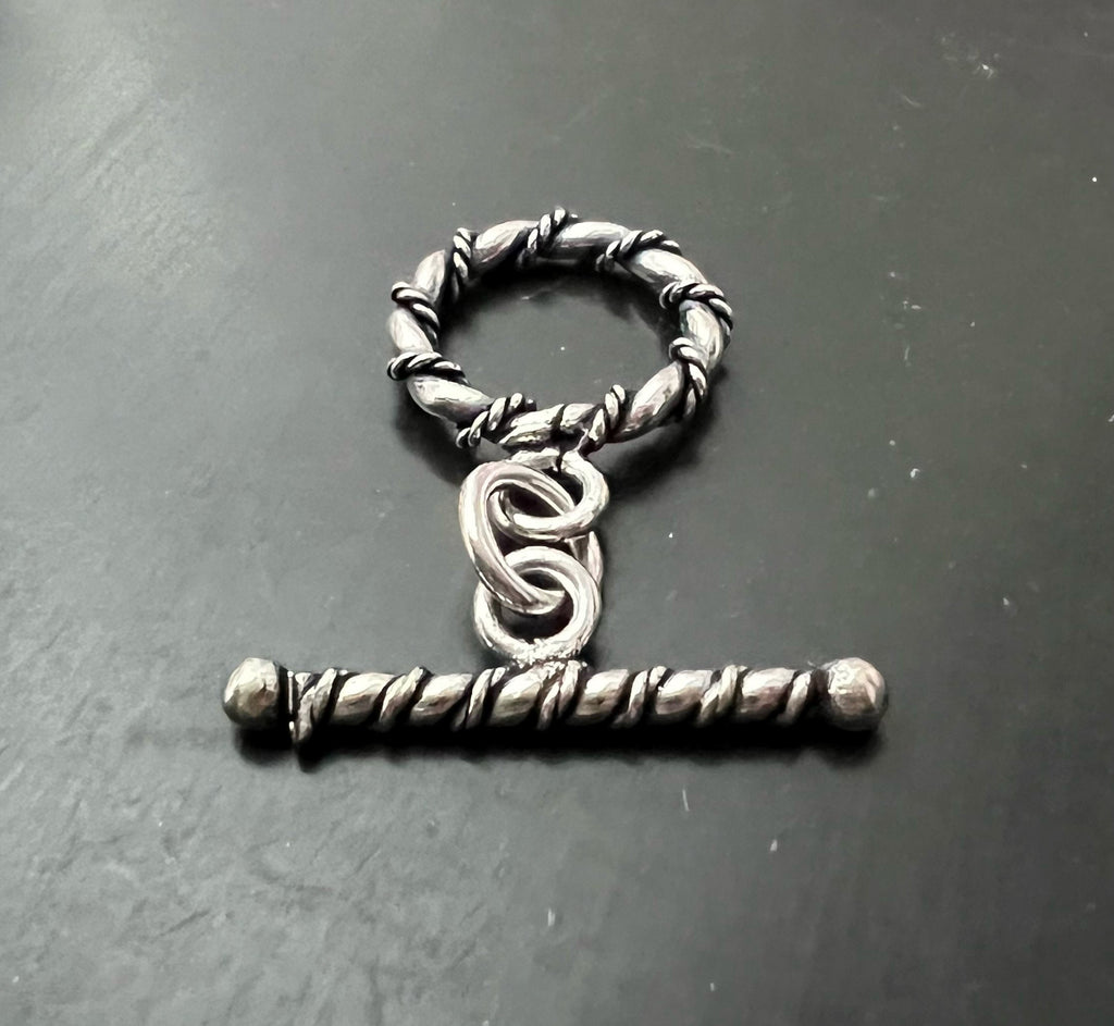 Knebel Verschluss Kupfer versilbert, geschwärzt, Ø 14,5 mm | E9