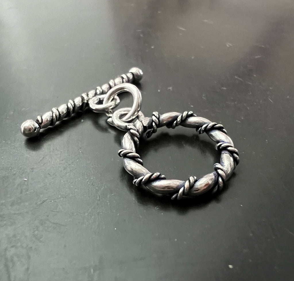 Knebel Verschluss Kupfer versilbert, geschwärzt, Ø 14,5 mm | E9