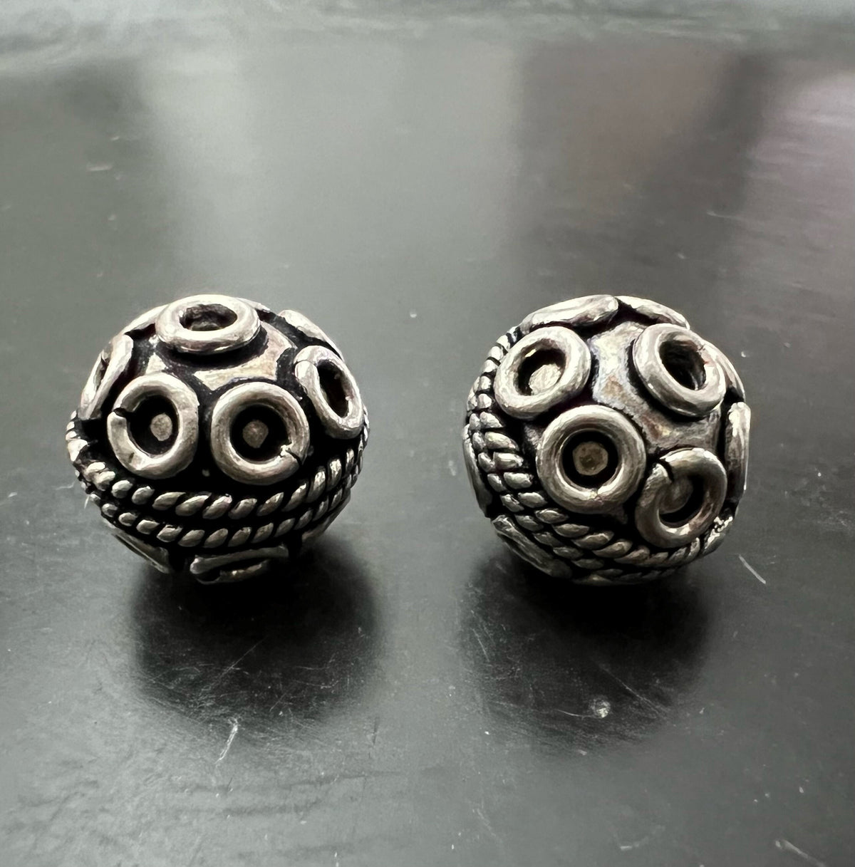 Kupfer Kugel, versilbert, geschwärzt, 13 mm | E16