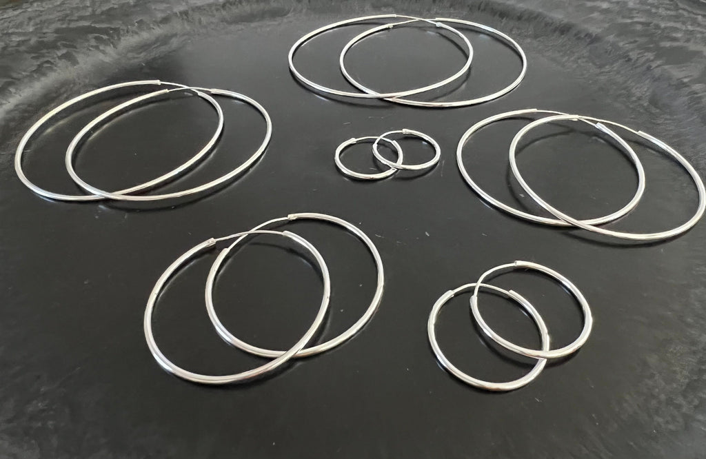 Hoop earrings 925 silver, 1.0–7.0 cm