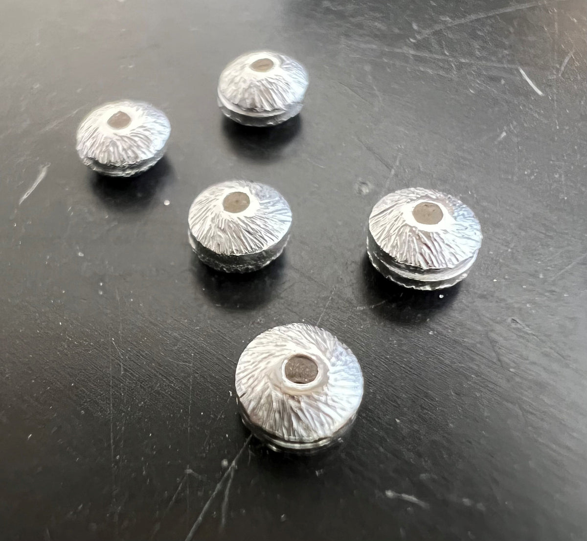 Linsen, 925-Silber, gebürstet, 4 × 2,5 mm | B48