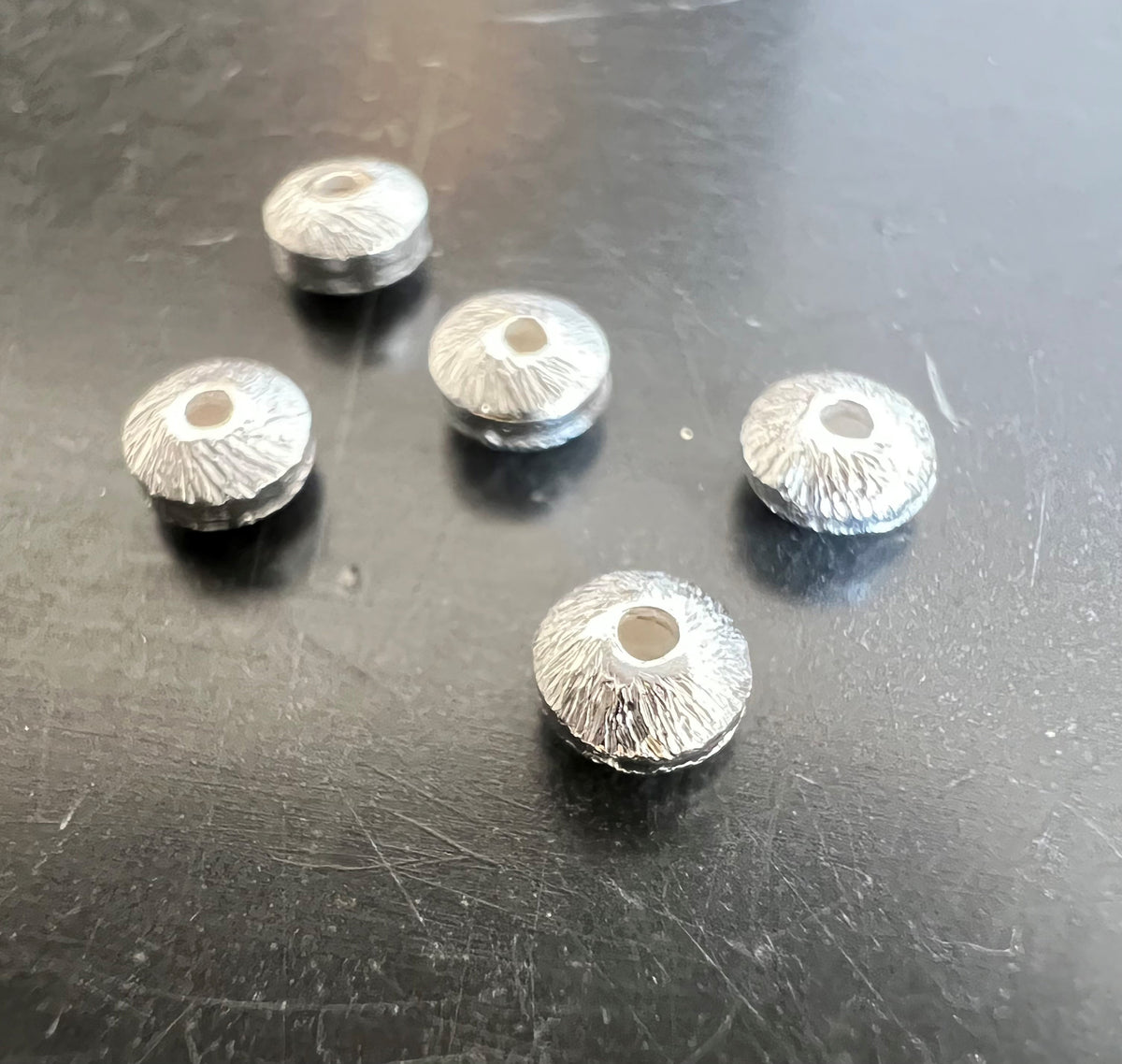Linsen, 925-Silber, gebürstet, 4 × 2,5 mm | B48
