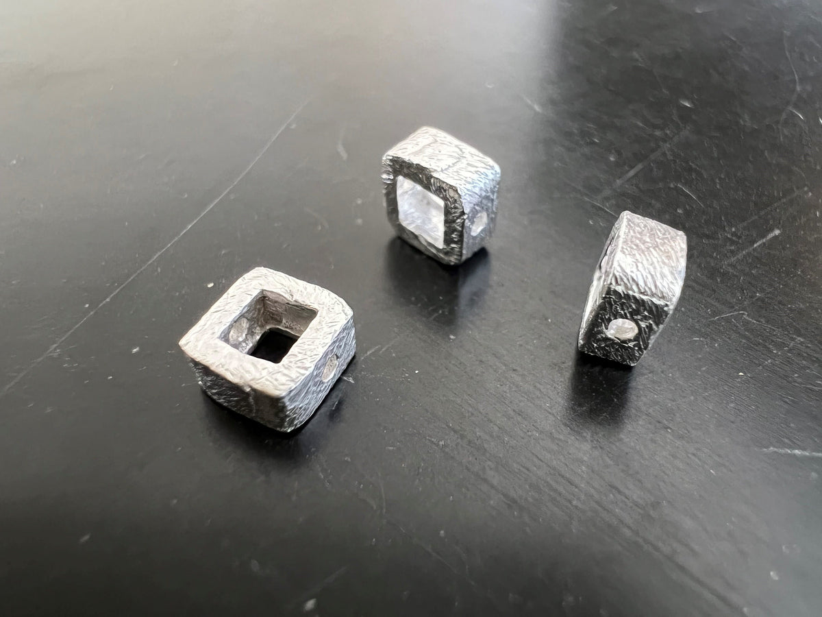 Quadrat, 925-Silber, gebürstet, 5,5 × 2,9 mm | B44