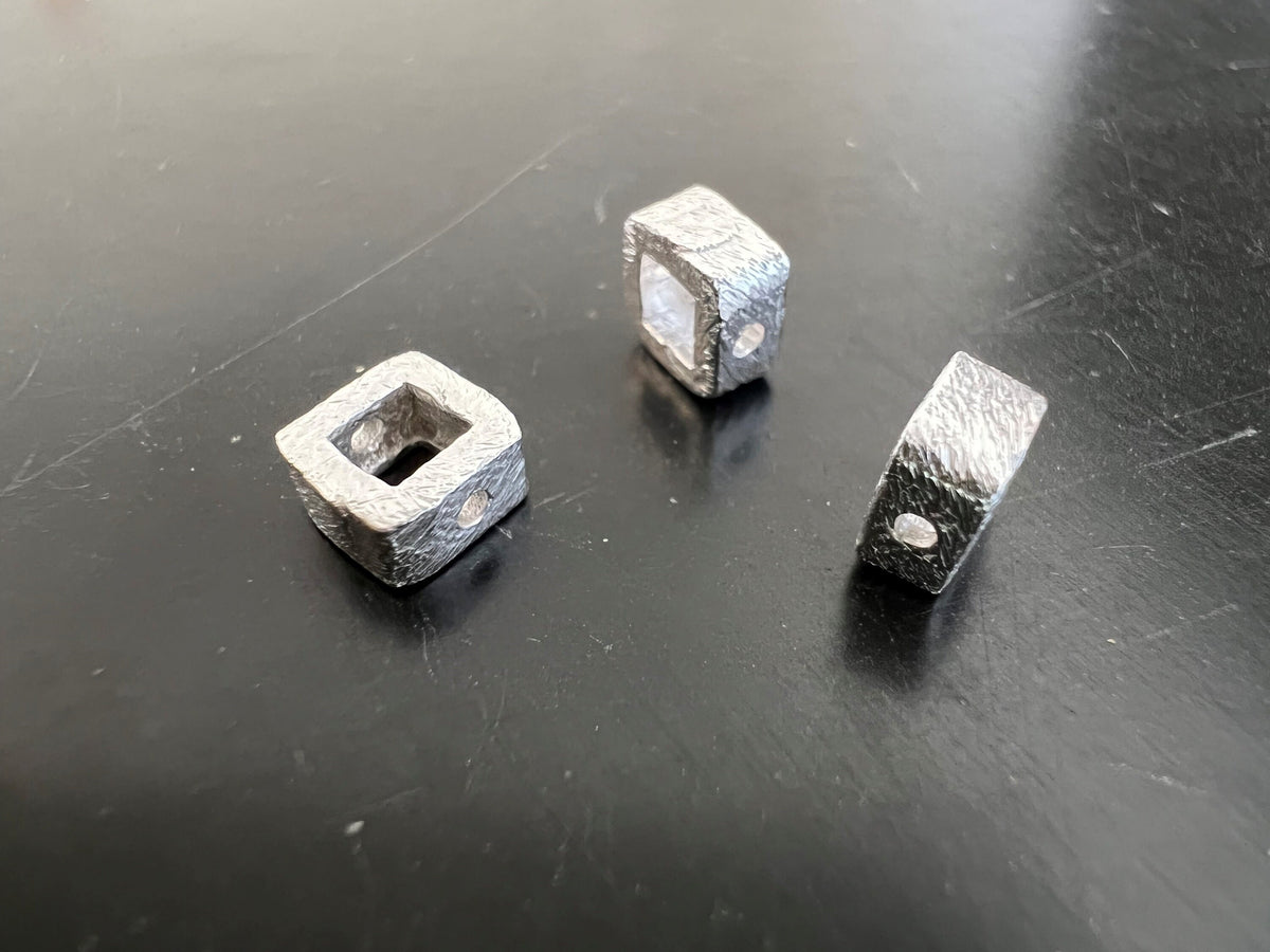 Quadrat, 925-Silber, gebürstet, 5,5 × 2,9 mm | B44