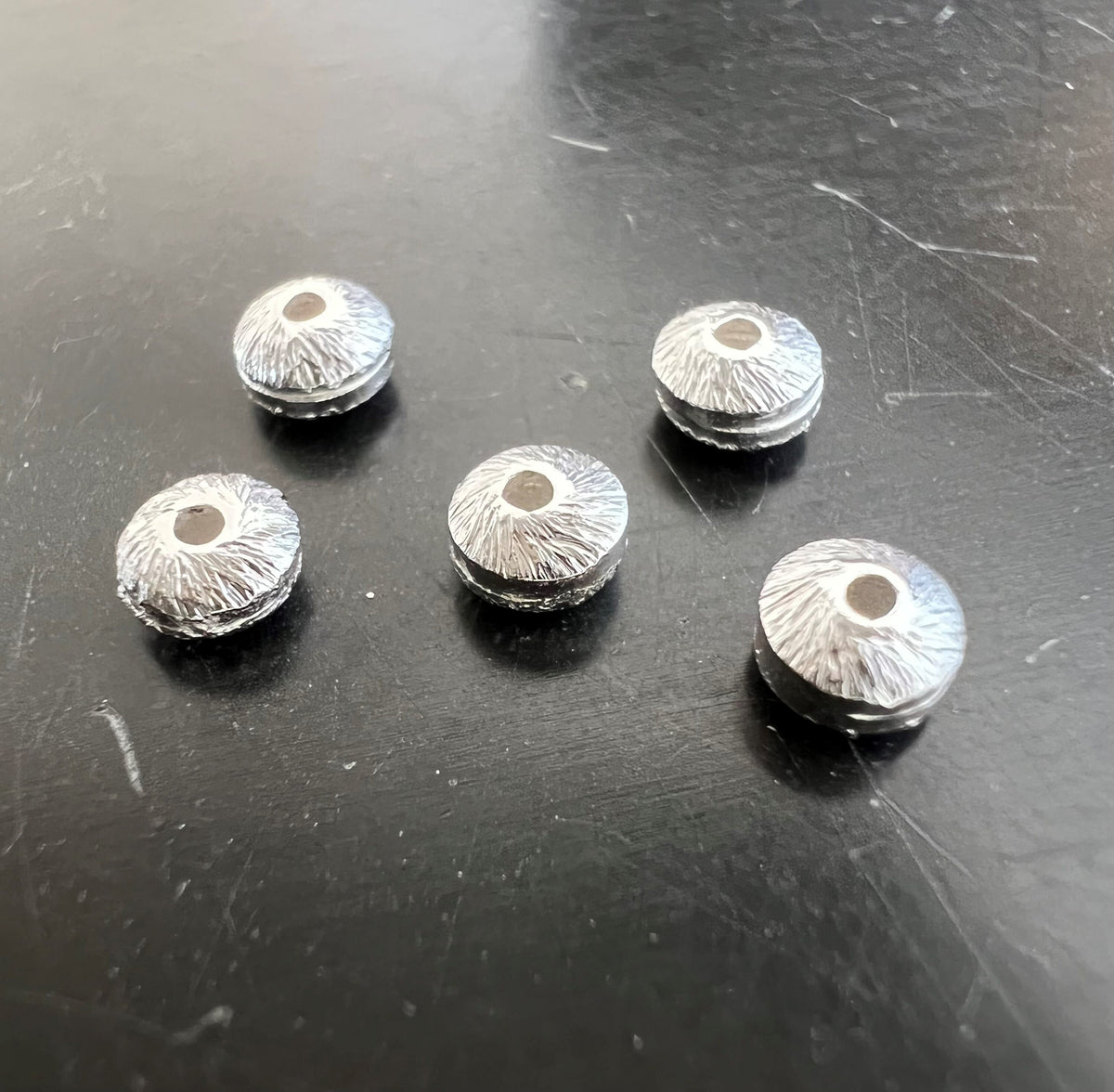 Linsen, 925-Silber, gebürstet, 4 × 2,5 mm | B48