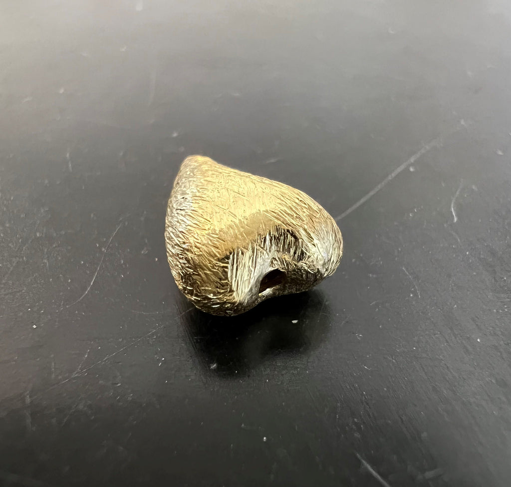 Heart bead, gold-plated 925 sterling silver, brushed, 12 × 8.5 mm | B52