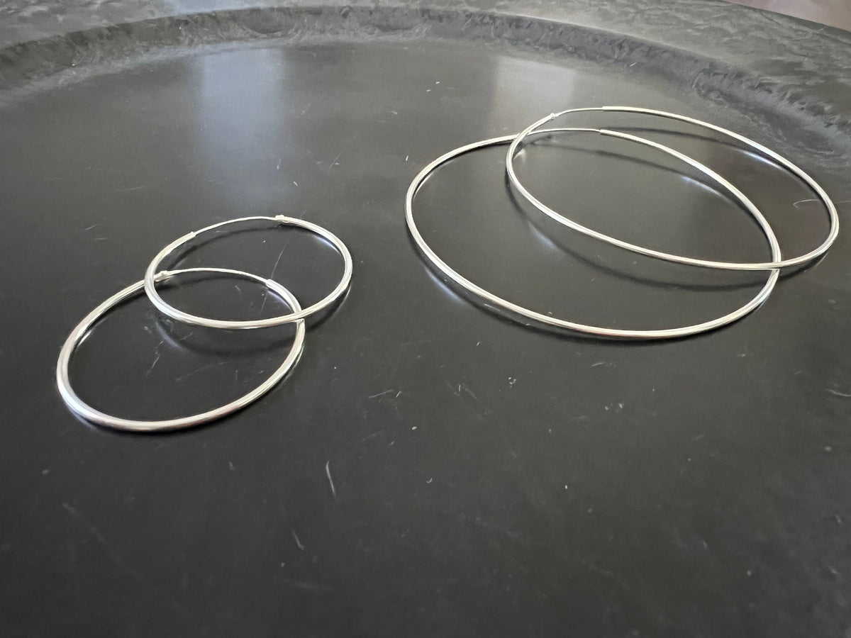Creolen 925-Silber, 1,2 mm, sehr filigran, 10 oder 20 mm