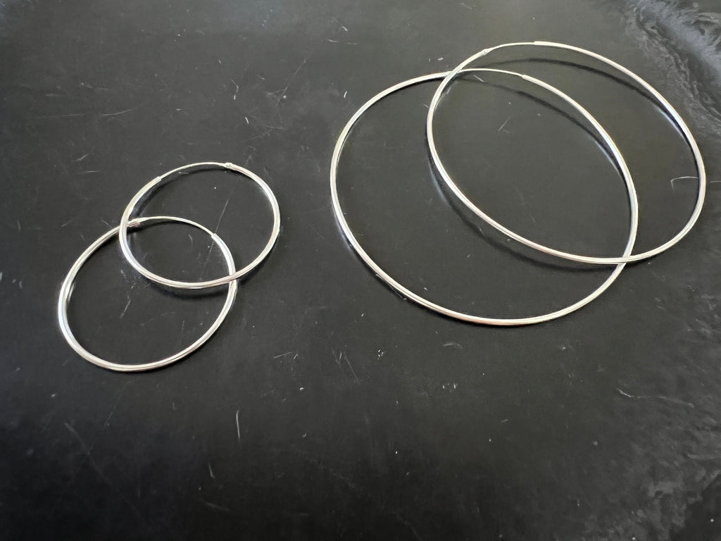 Creolen 925-Silber, 1,2 mm, sehr filigran, 10 oder 20 mm