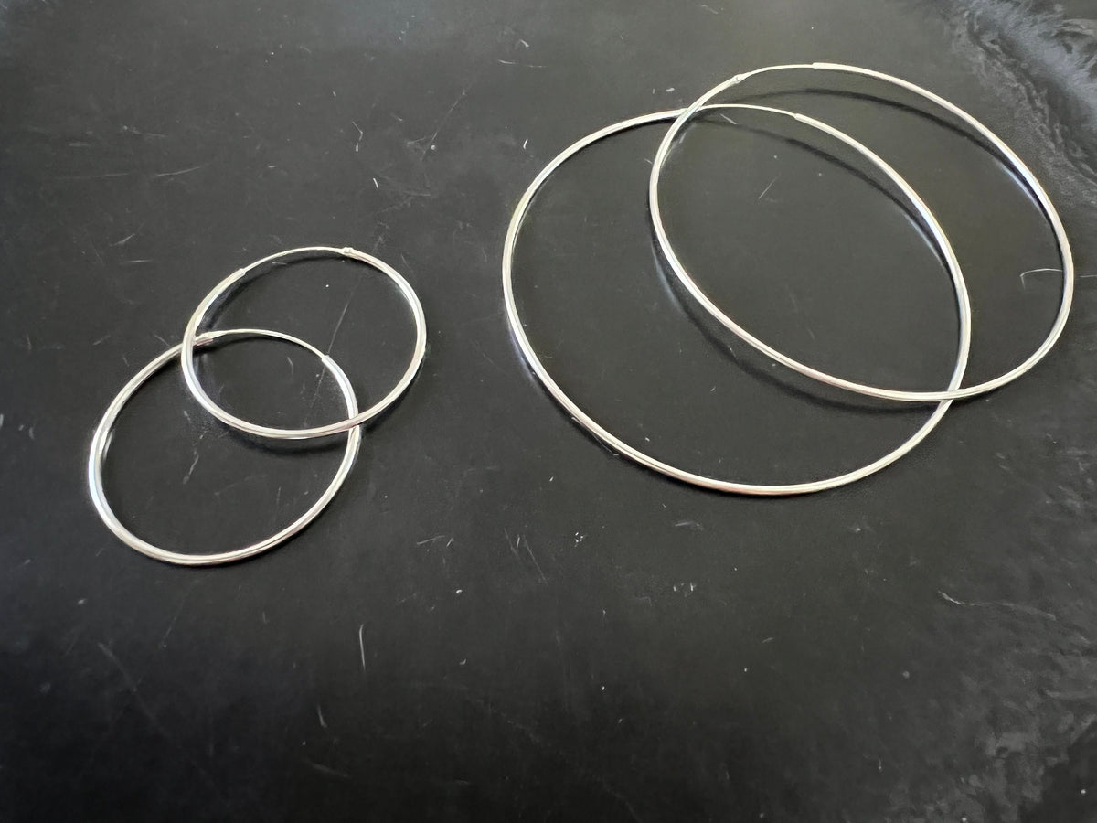 Creolen 925-Silber, 1,2 mm, sehr filigran, 10 oder 20 mm