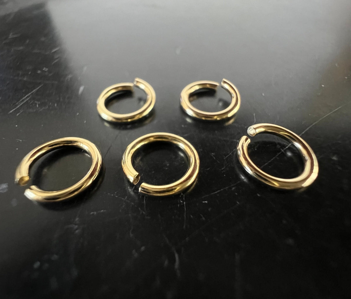 Vergoldete 925-Silber Binderinge, offen, 5 – 7 mm