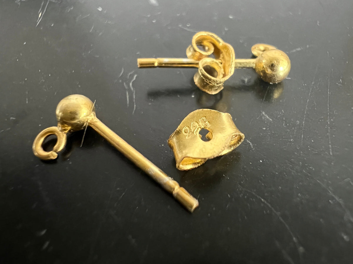 Kugel Ohrstecker vergoldetes 925-Silber mit Öse, 3 & 4 mm