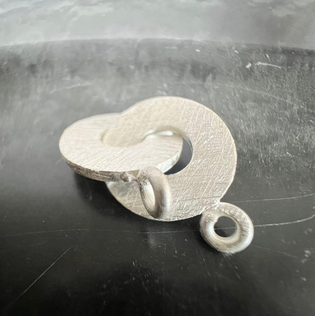 Ring-Ring-Verschluss 925-Silber, gebürstet, 12 mm / 15 mm