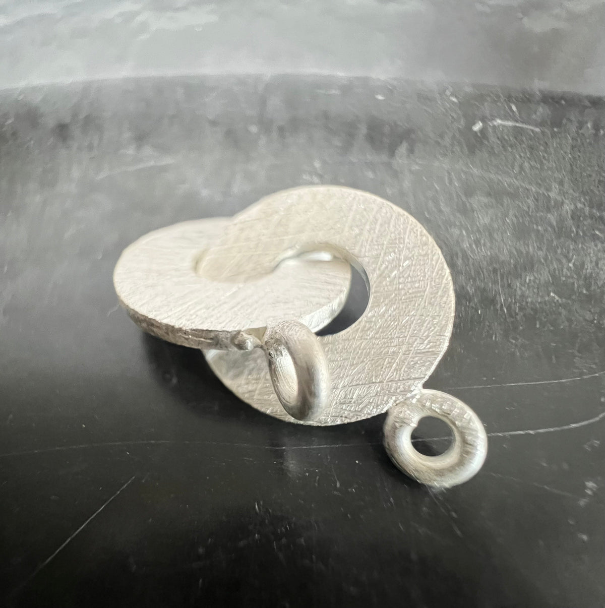 Ring-Ring-Verschluss 925-Silber, gebürstet, 12 mm / 15 mm