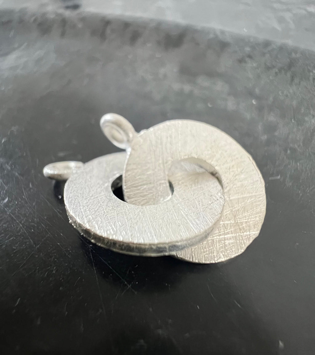 Ring-Ring-Verschluss 925-Silber, gebürstet, 12 mm / 15 mm