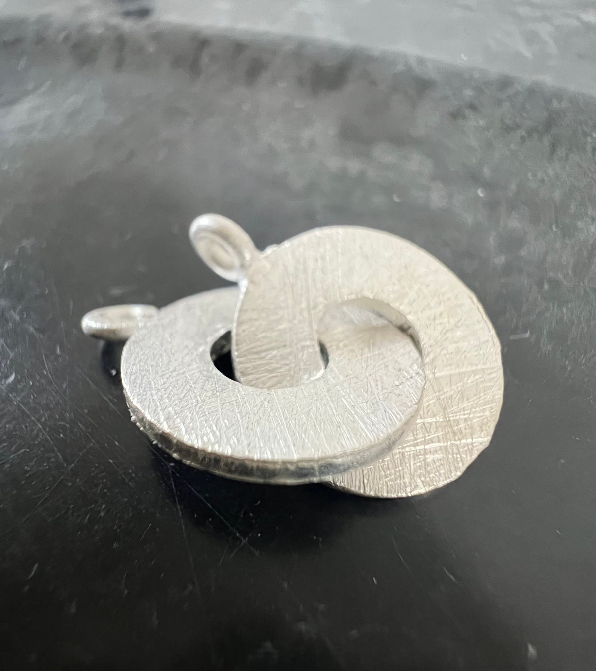 Ring-Ring-Verschluss 925-Silber, gebürstet, 12 mm / 15 mm