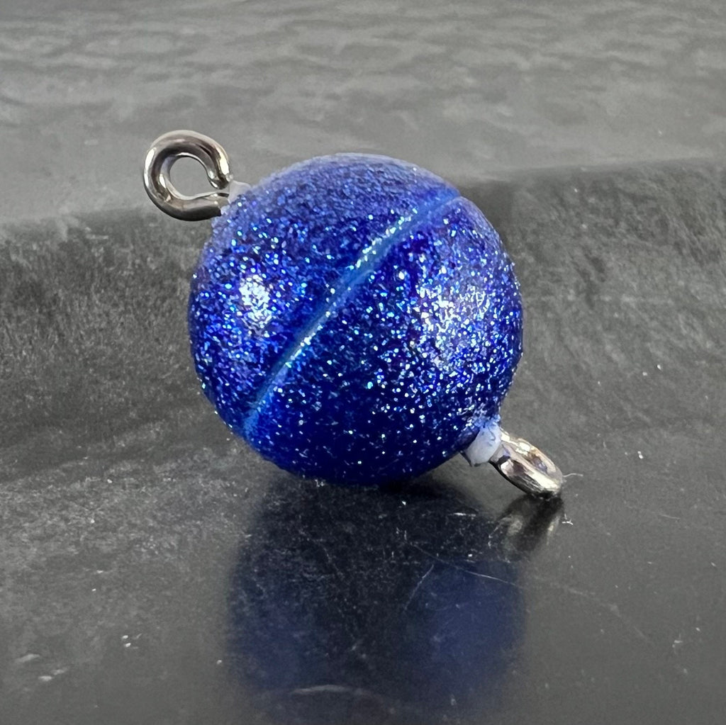 Magnet Verschluss, kugelförmig, blau Glitzer, 8 / 10 / 12 mm | Made in Germany