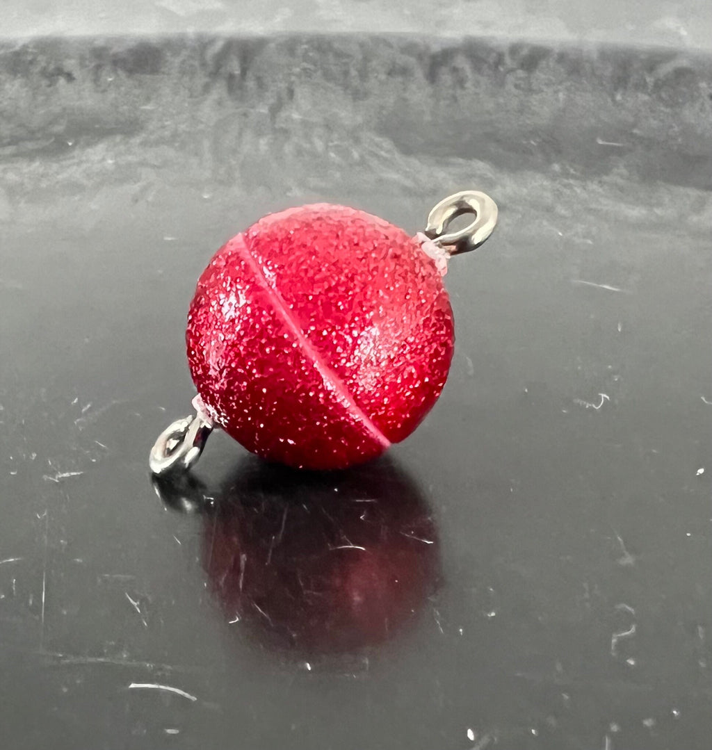 Magnetic clasp, spherical, red glitter, 8 / 10 / 12 mm | Made in Germany