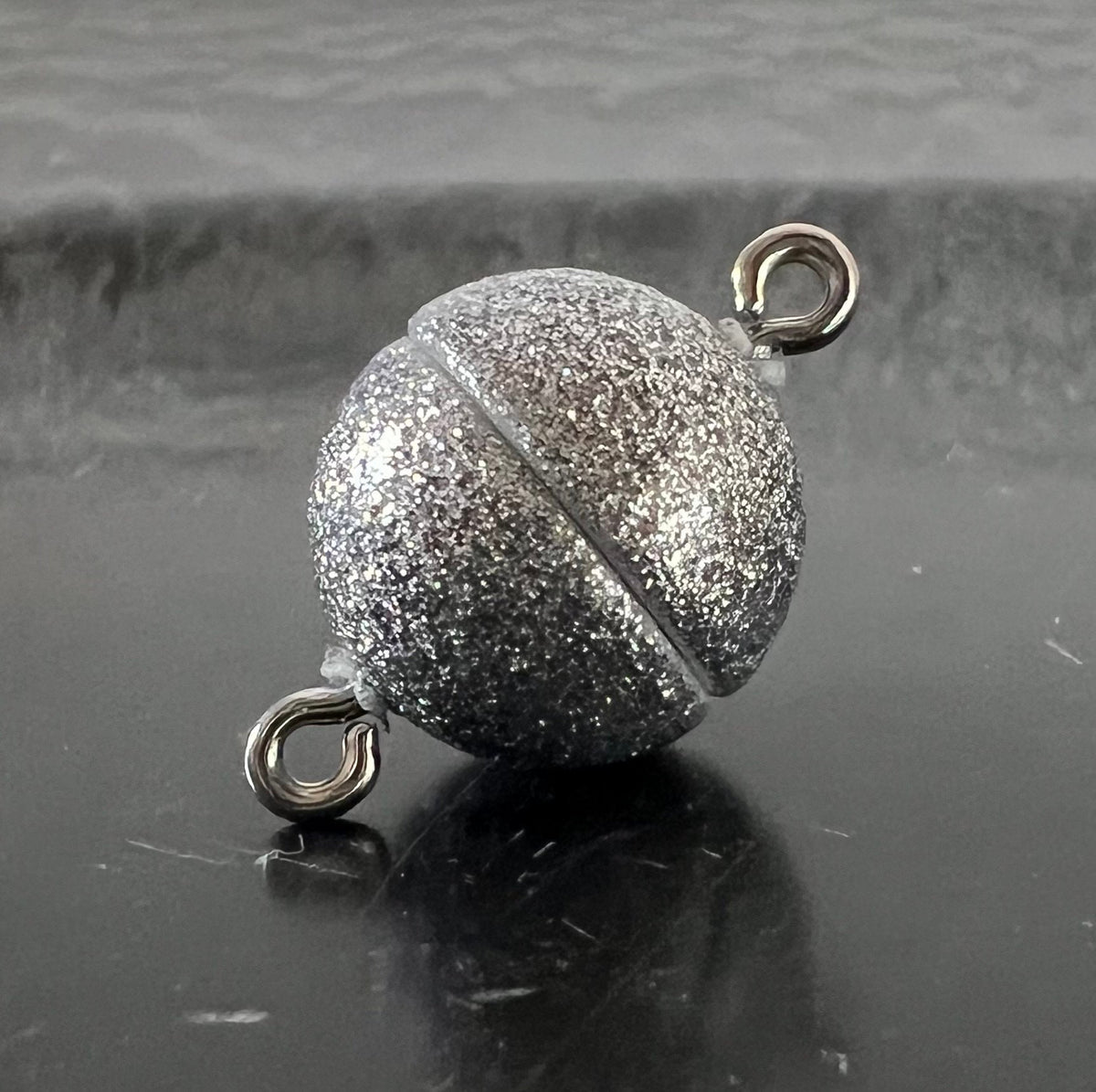 Magnet Verschluss, kugelförmig, silber Glitzer, 8 / 10 / 12 mm | Made in Germany