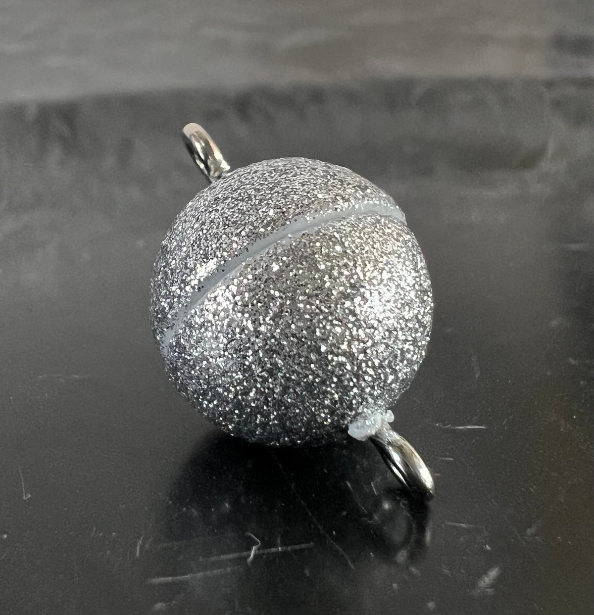 Magnet Verschluss, kugelförmig, silber Glitzer, 8 / 10 / 12 mm | Made in Germany
