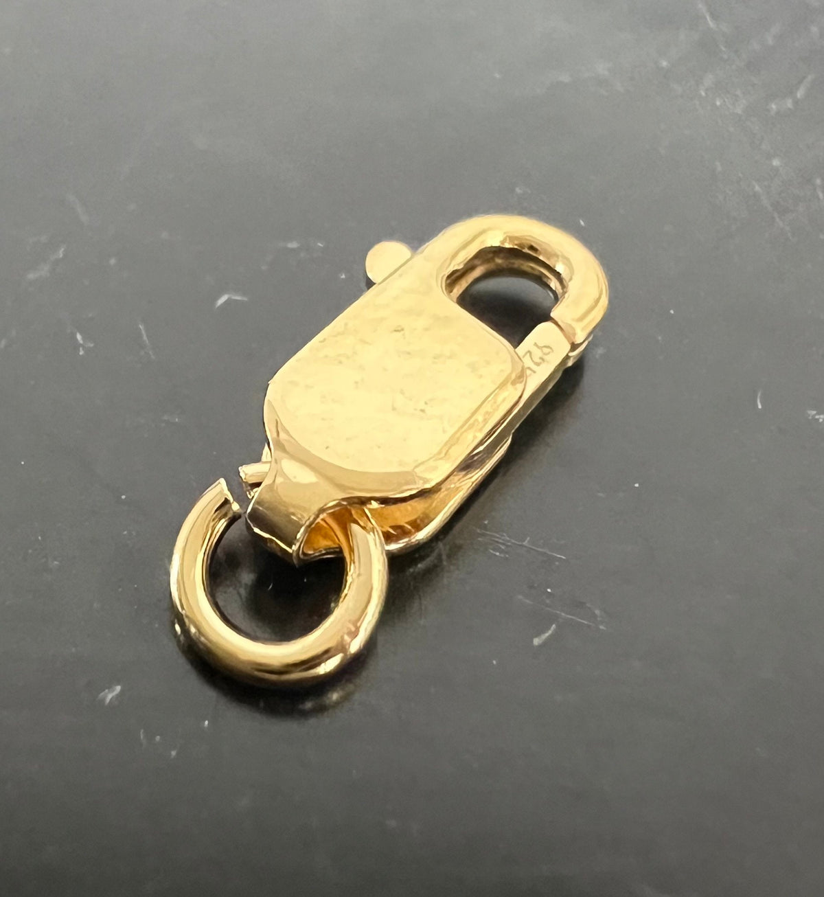 Lobster clasp, gold-plated 925 sterling silver, elongated, open jump ring, 11 × 5.5 mm | C53