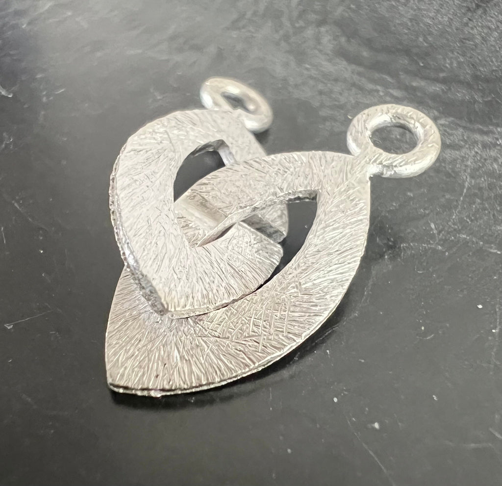 Ring-Ring Verschluss 925-Silber, navettenförmig, gebürstet, 21 × 10 mm | D1