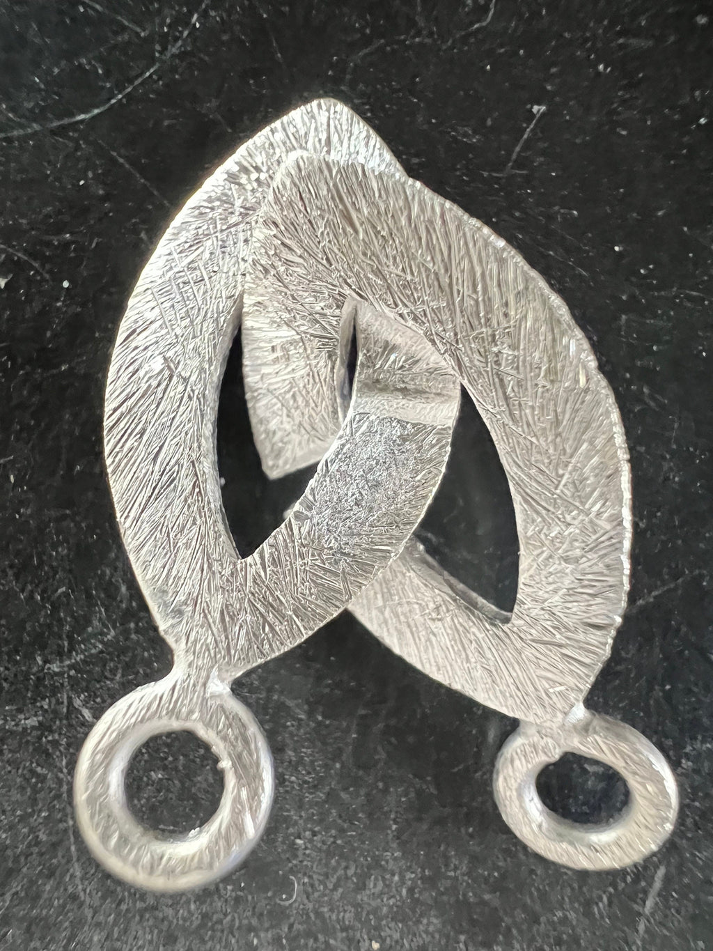 Ring-Ring Verschluss 925-Silber, navettenförmig, gebürstet, 21 × 10 mm | D1