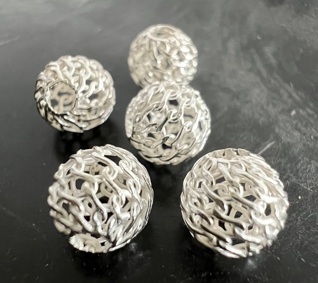 Web Kugel, 925-Silber, gewebt, 4 – 7 mm