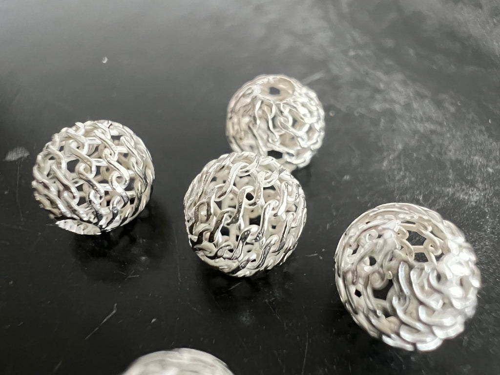 Web Kugel, 925-Silber, gewebt, 4 – 7 mm