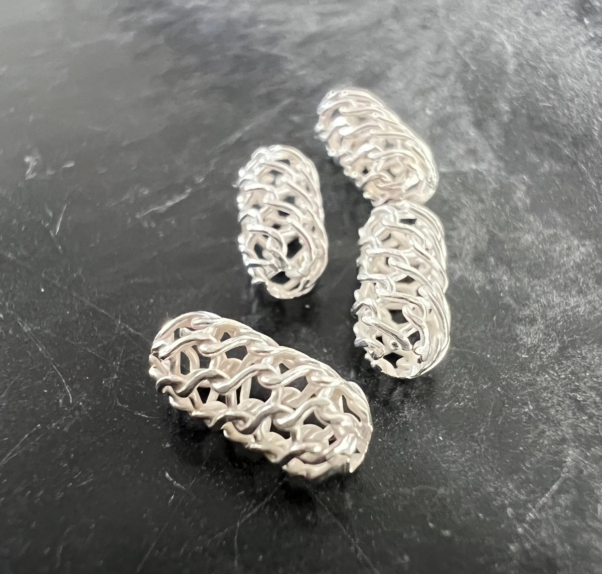 Web Olive, 925-Silber, gewebt, 9 × 4 mm | D9